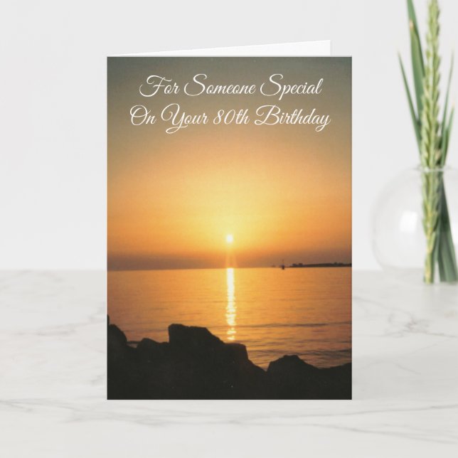 Carte Ocean Sunset Personnalisé 80e anniversaire (Devant)