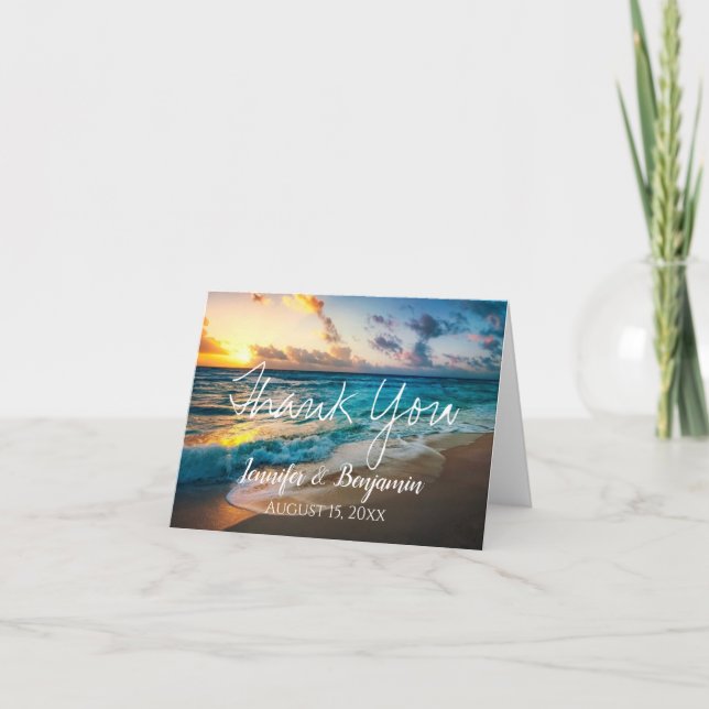 Carte Ocean Waves Beach Merci Mariage personnalisé (Devant)