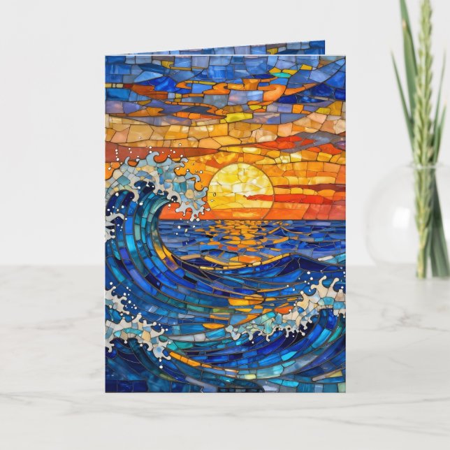 Carte Oceanic Coastal Ocean Waves Sunset Birthday (Devant)