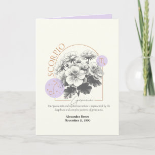 Carte Octobre à novembre Fleur de naissance Personnalisé