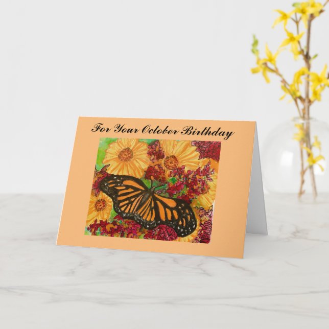 Carte Octobre Anniversaire Flower Cosmos Peace Harmony C (Fleur jaune)