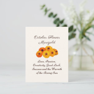 Carte Octobre Mois de naissance Fleur Marigold Elegant