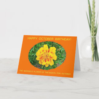 Carte Octobre, Mois, Fleur Spécifique Joyeux Anniversair