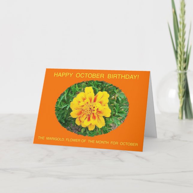Carte Octobre, Mois, Fleur Spécifique Joyeux Anniversair (Devant)
