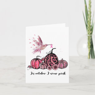 Carte Octobre Nous Portons Pink Hummingbird Cancer du se