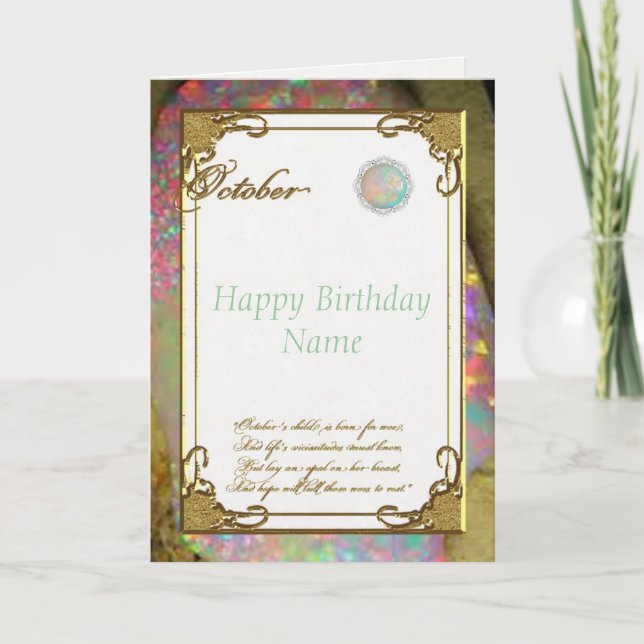 Carte Octobre Opal Birthstone Birthday Card (Devant)