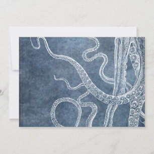 Carte Octopus - Bleu Twilight Denim Aquarelle Art