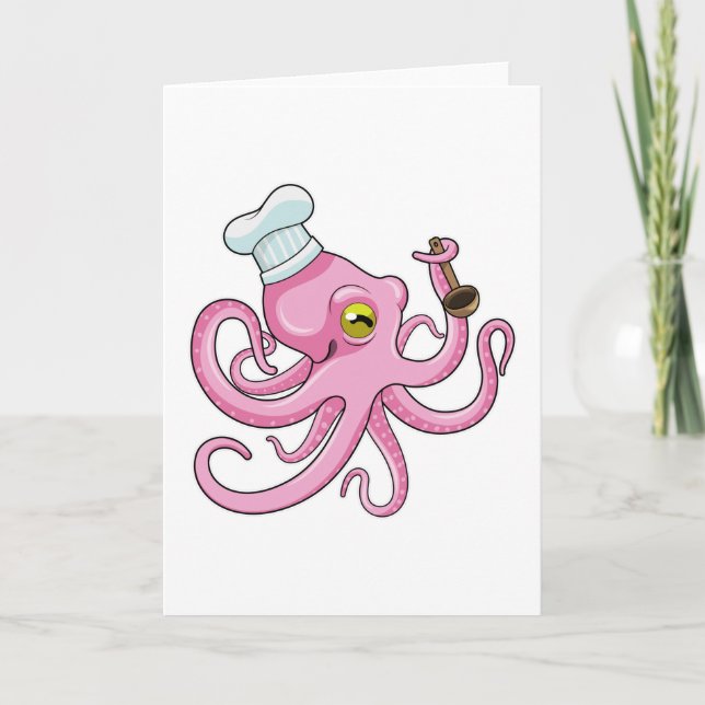 Carte Octopus comme cuire avec cuillère en bois (Devant)