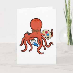 Carte Octopus comme Peintre avec Peinture et Pinceau