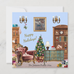 Carte Ode to the Nutcracker Ballet Blue Holiday Card