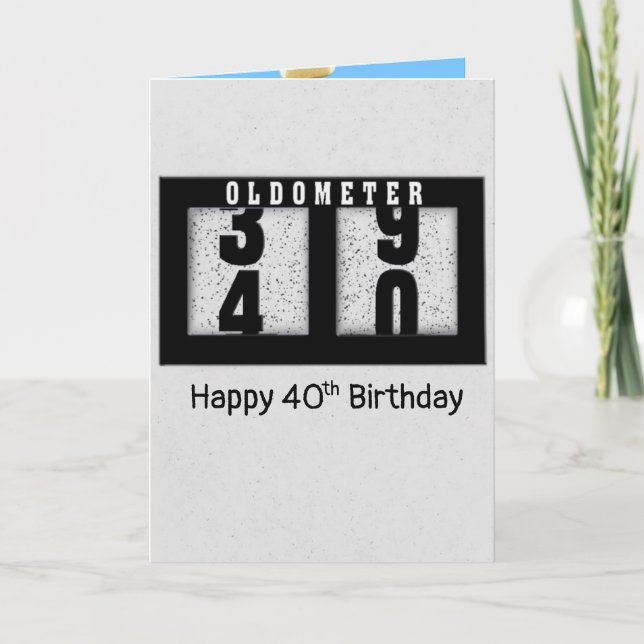 Carte Odomètre noir pour 40e anniversaire (Devant)