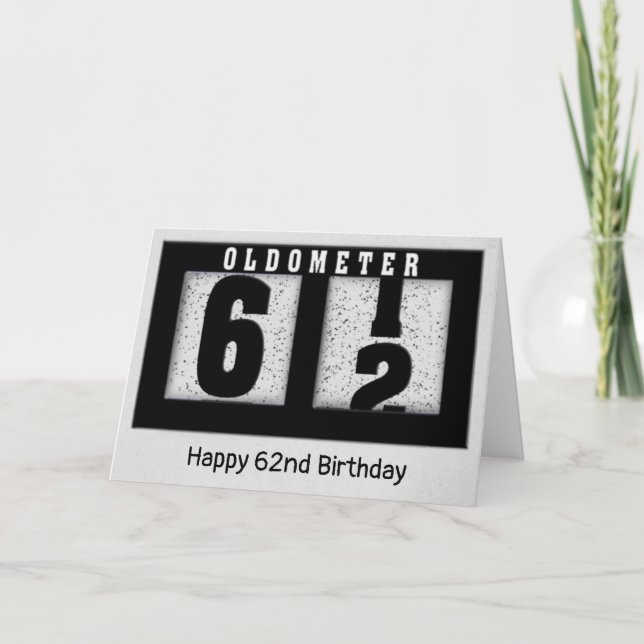 Carte Odomètre noir pour 62e anniversaire (Devant)