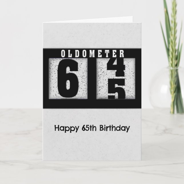 Carte Odomètre noir pour 65e Humour d'anniversaire (Devant)