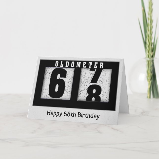 Carte Odomètre noir pour 68e anniversaire (Devant)