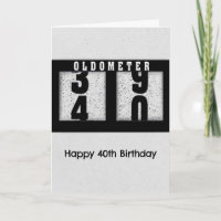 Odomètre noir pour humour d'anniversaire 40 ans