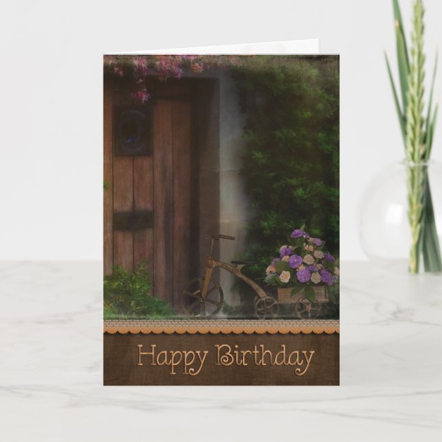 Carte Oeillets d'anniversaire avec vélo (Devant)