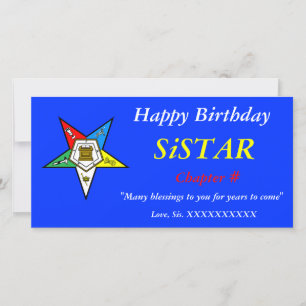 Carte OES Ordre de l'Etoile de l'Est Joyeux anniversaire