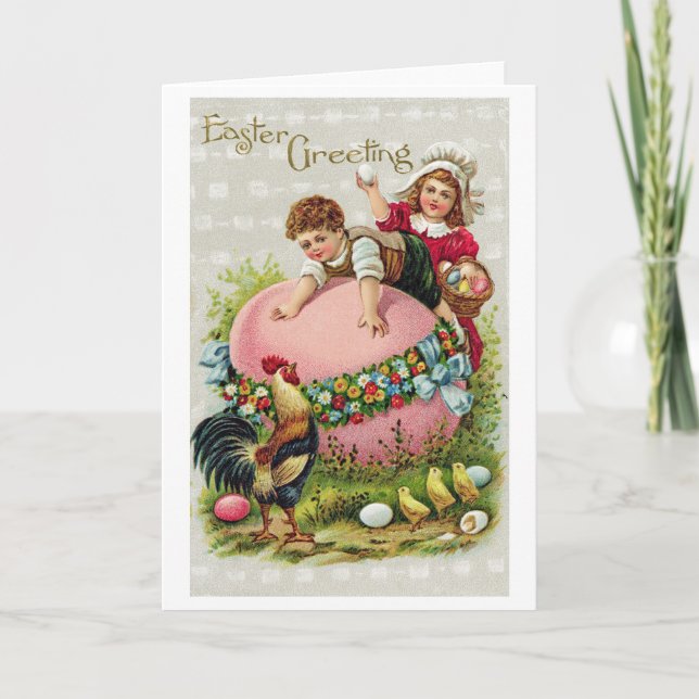 Carte Œuf de Pâques enfant vintage Poussin (Devant)