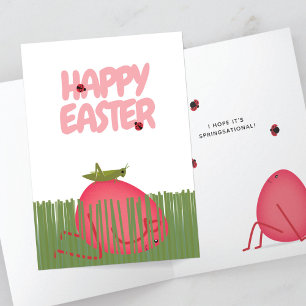 Carte Œuf de Pâques heureux en cachette   Scène printani