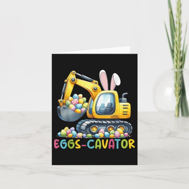 Carte OEufs de cavateur Easter Bunny Excavateur Garçons  (Devant)