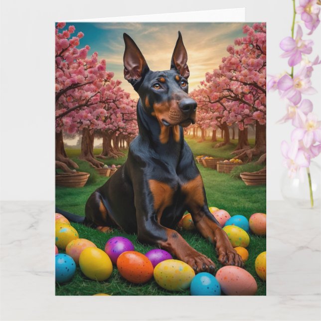 Carte OEufs de Pâques Doberman (Orchidée)