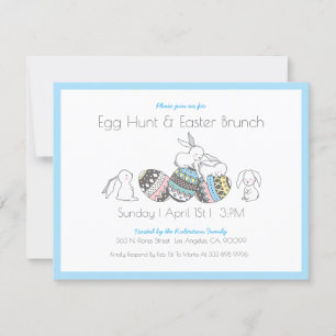 Carte OEufs de Pâques et lapins Chasse aux oeufs/Brunch
