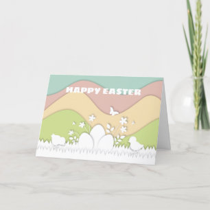Carte OEufs de Pâques et poussins de printemps