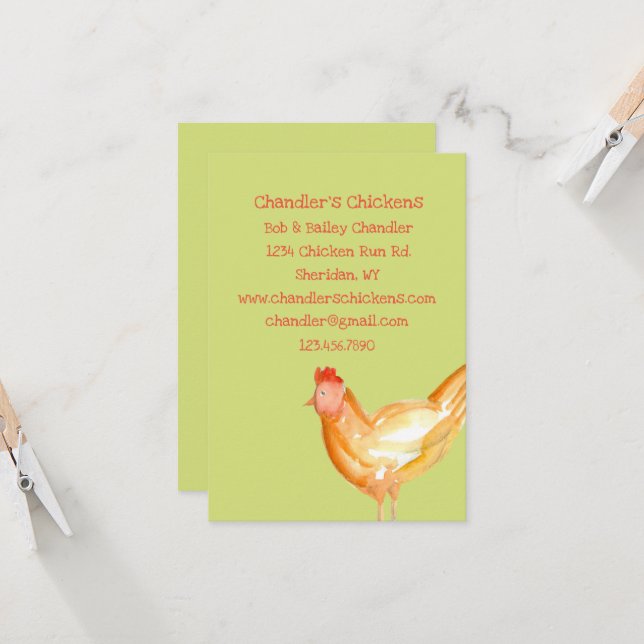 Carte OEufs Frais De Ferme Poulet D'Affaires (Devant/Arrière en situation)
