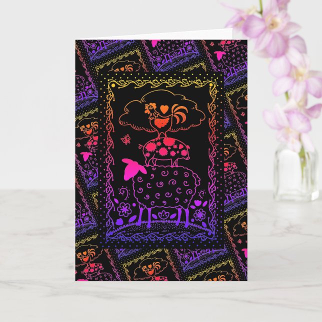 CARTE OEUVRE D'ART FERMIER ANIMAUX DE LA FERROVIAIRE BOI (Orchidée)