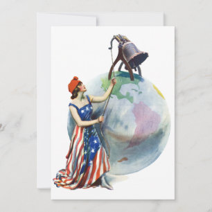 Carte Œuvre d'art vintage patriotique de Lady Liberty su