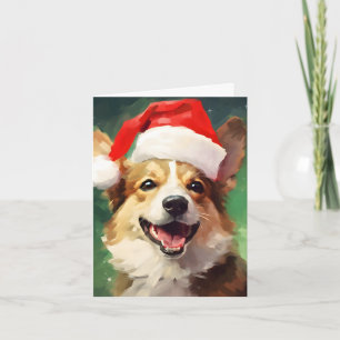 Carte OEuvre de peinture de Noël Corgi