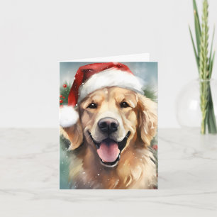 Carte OEuvre de peinture de Noël Golden Retriever