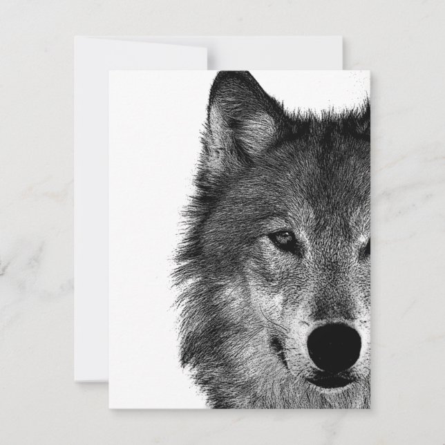 Carte OEuvre d'oeil de loup noir et blanc (Devant)