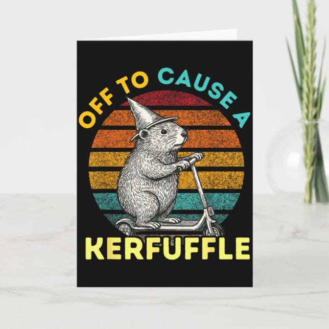 Carte Off To Cause A Kerfuffle Funny Groundhog Riding Sc (Devant)