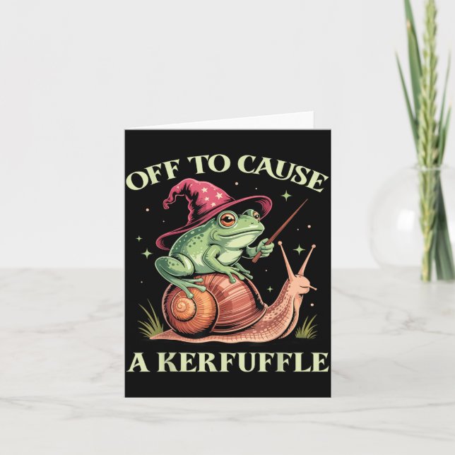 Carte Off To Cause A Kerfuffle Whimsical Wizard Frog Mem (Devant)