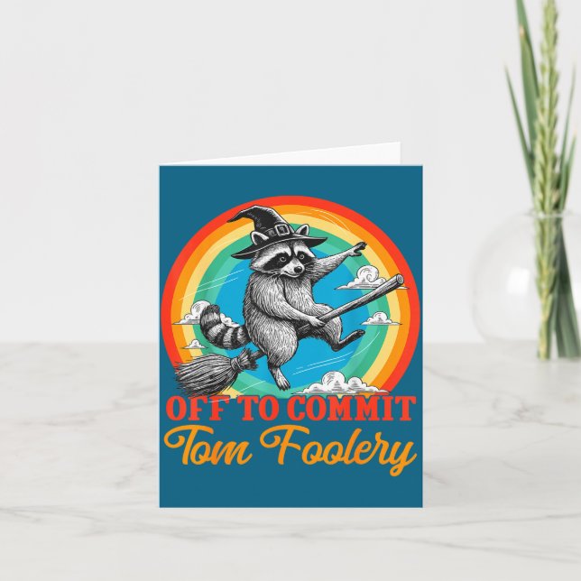 Carte Off To Commit Tom Foolery Raccoon Funny Retro Desi (Devant)