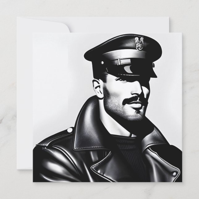 Carte Officiel Iconique LGBTQ Gay Leather Daddy Biker Ar (Devant)