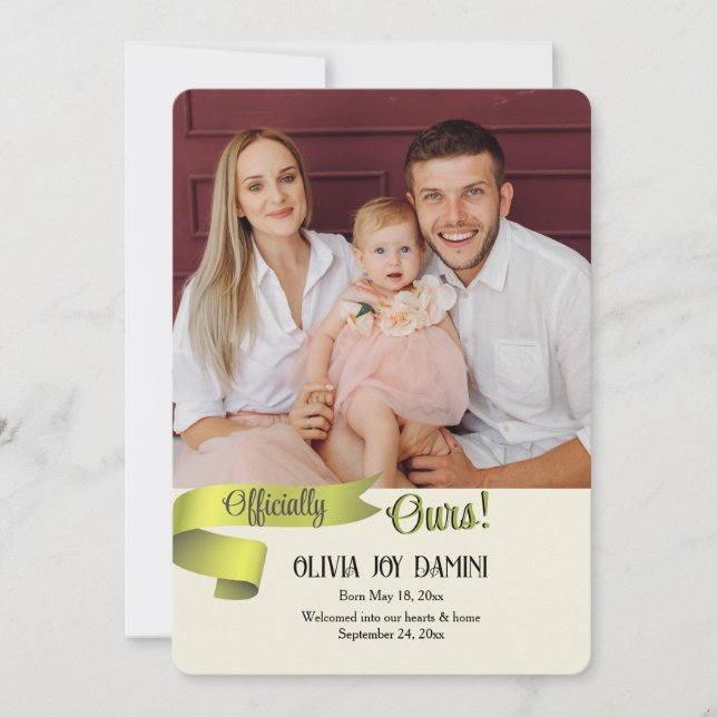 Carte officielle de la Faire-part d'adoption de ph (Devant)