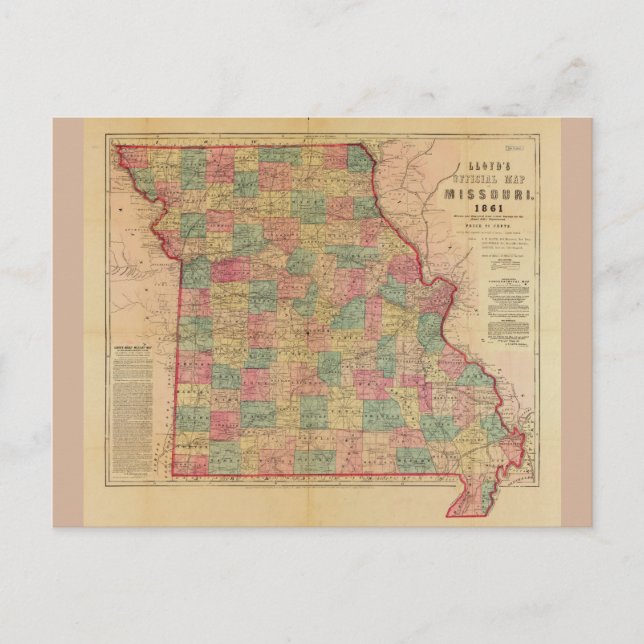 Carte officielle de Lloyd's du Missouri (1861) (Devant)