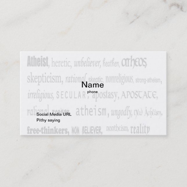 Carte officielle portant le carte de visite athée (Devant)