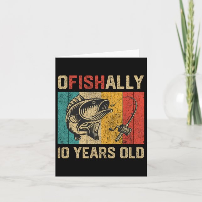 Carte Ofish 10 Ans Amusant Pêche Anniversaire Poisson (Devant)