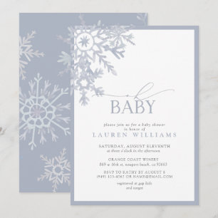 Carte Oh Baby Blue Snowflake Baby shower d'aquarelle