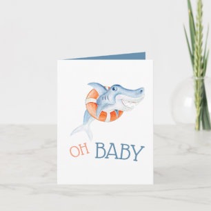 Carte Oh bébé Shark aquarelle nouveau bébé
