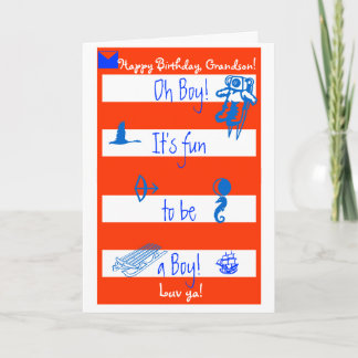 Carte Oh ! C'est amusement à être un garçon ! Grands