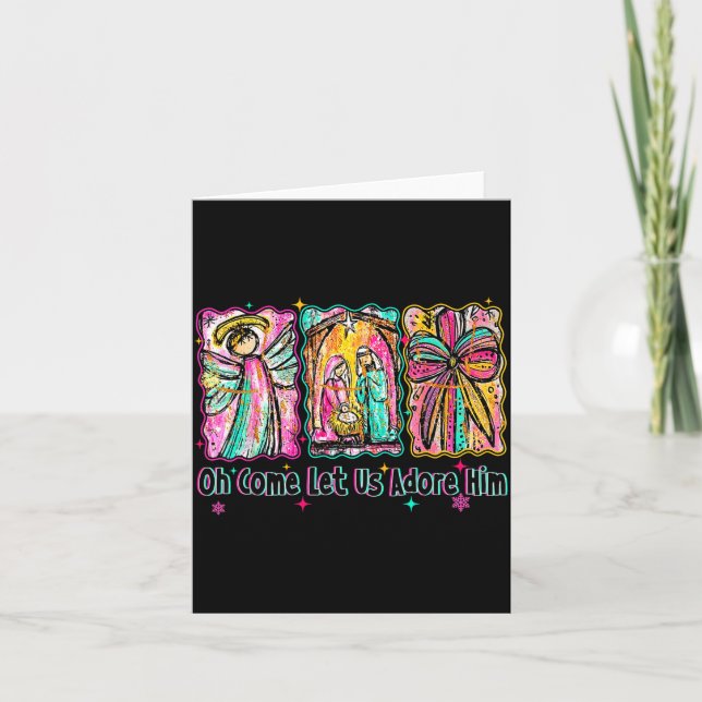 Carte Oh Come Let Us Adore Him Christian Christmas Coque (Devant)