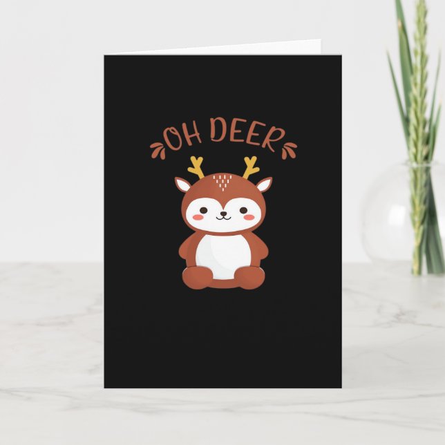 Carte Oh Deer Kawaii Deer Playful Art Style (Devant)