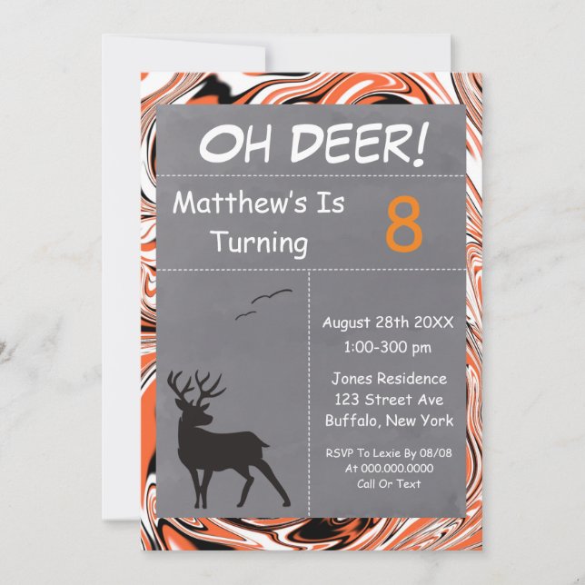 Carte Oh Deer Orange Camouflage fête d'anniversaire (Devant)