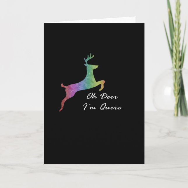 Carte Oh Deer Queer Funny Pun LGBT PFolded Greeting Card (Devant)