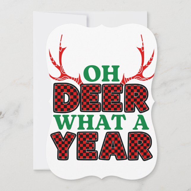 Carte Oh Deer Quelle Année Drôle Noël (Devant)