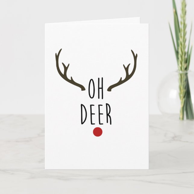 Carte OH DEER Reindeer Noël Merci de vacances (Devant)